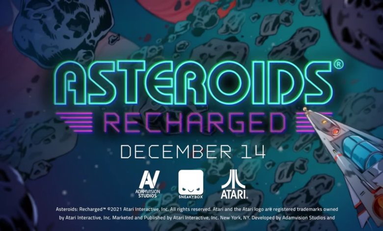 Asteroids Recharged logo and release date