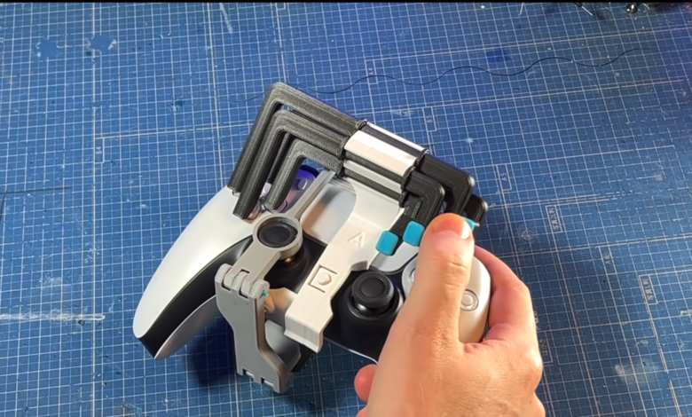 PS5 controller with one-handed adaptor