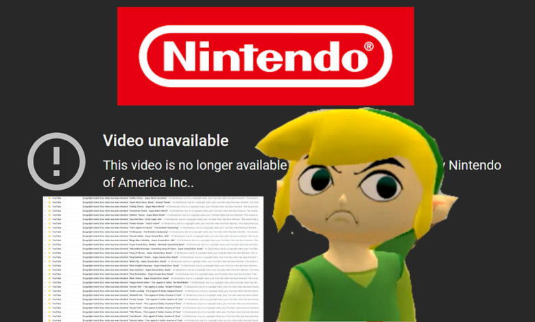Video unavailable due to Nintendo copyright block, with Toon Link staring angrily