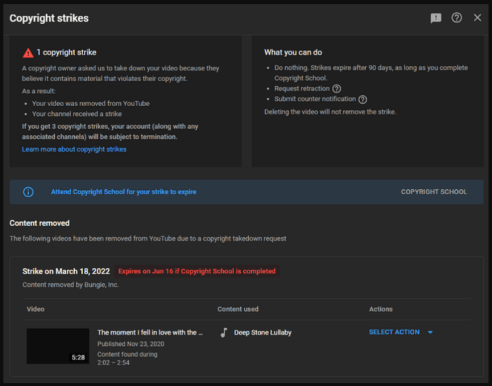 One of the false DMCA takedowns that the Bungie lawsuit intends to fight.
