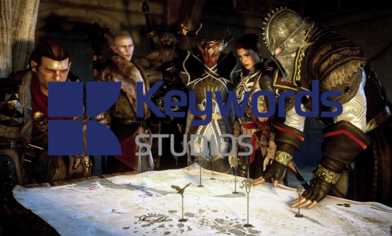 Keyword Studios logo over Dragon Age Inquisition characters