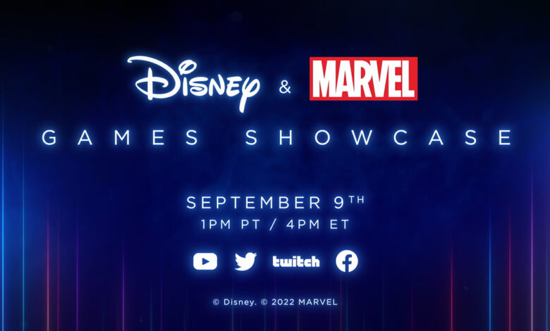 Disney & Marvel GAMES SHOWCASE announcement banner for D23 Expo
