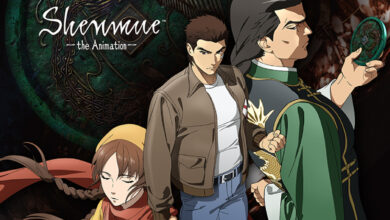 Shenmue the Animation logo with the characters on the right